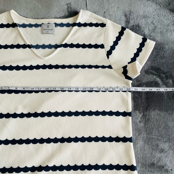 Dudley Stephens Seabreeze Dress Terry Fleece Navy Scallop Striped XXL Nautical - Picture 11 of 13